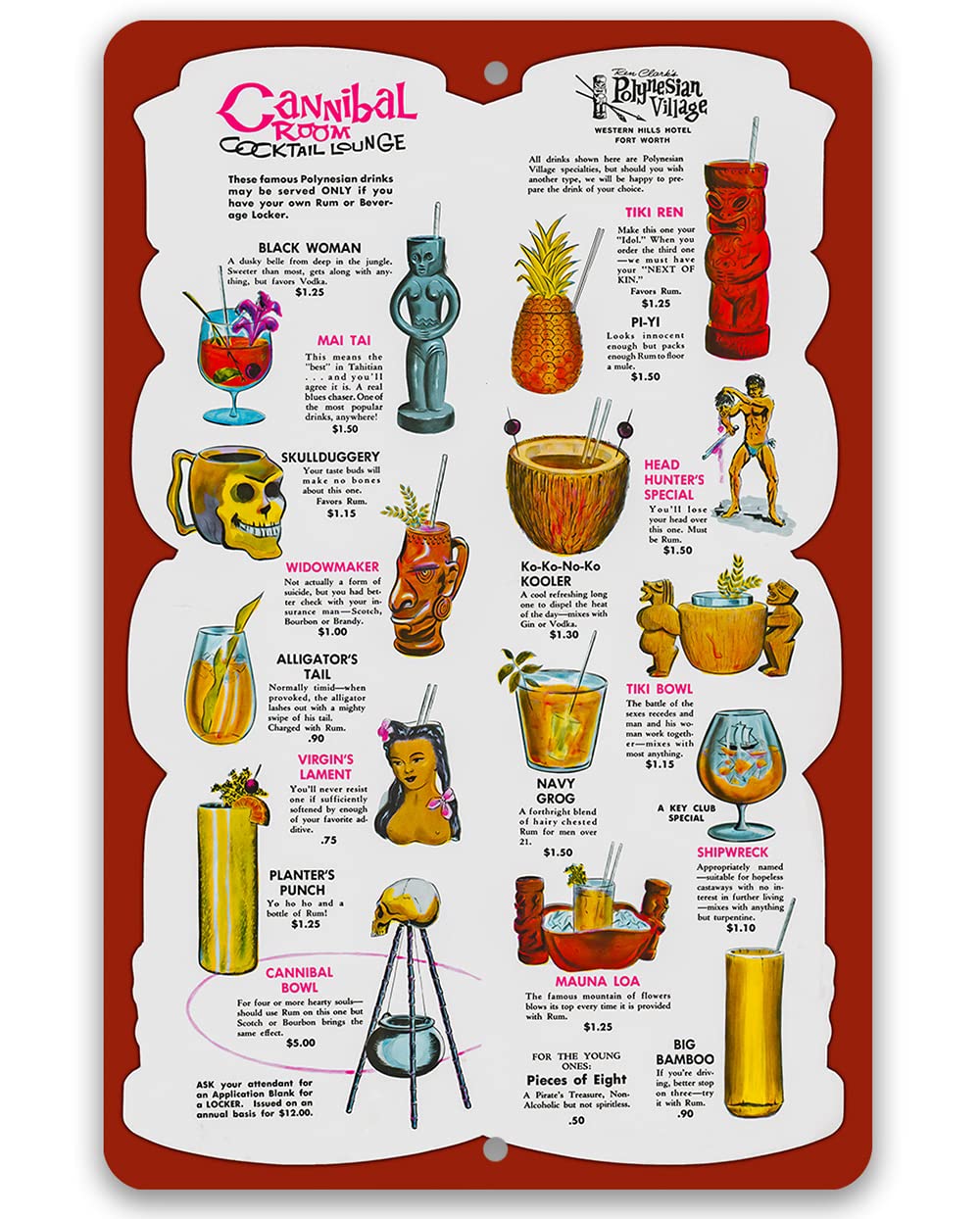 Home Bar Lounge - Menu de boissons pour bar Tiki