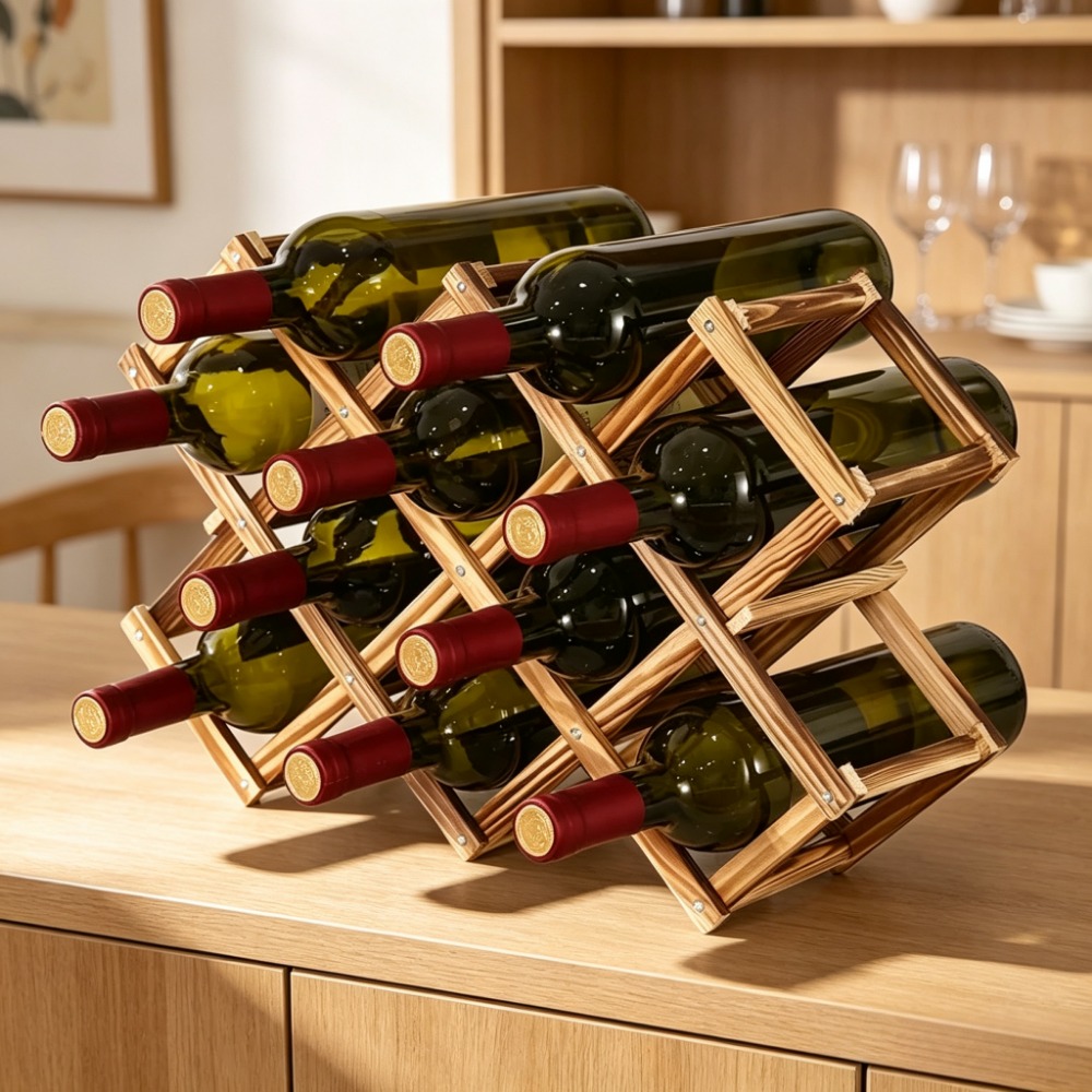 Home Bar Shelves - Étagère à vin pliable en bois,