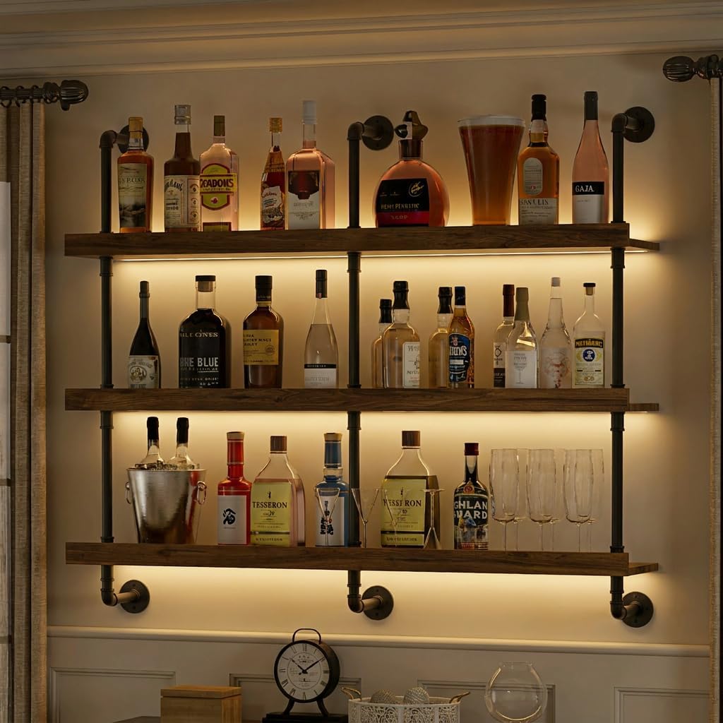 Étagère à vin murale avec écla - Home Bar Shelves avis et prix